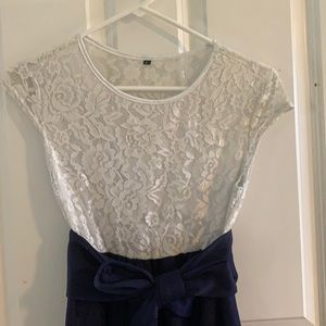 Lacy white and blue cocktail dress
